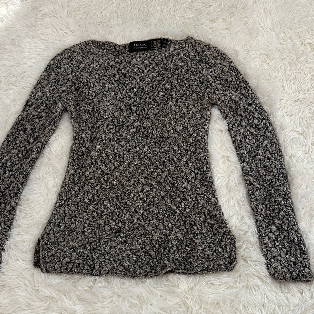 Dana Buchman Textured Black, Tan and Gray Sweater